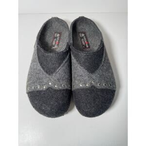 Haflinger Grizzly Wool Felt Clogs Women's 41 EU/ 10 US Gray Studded Slipper Shoe